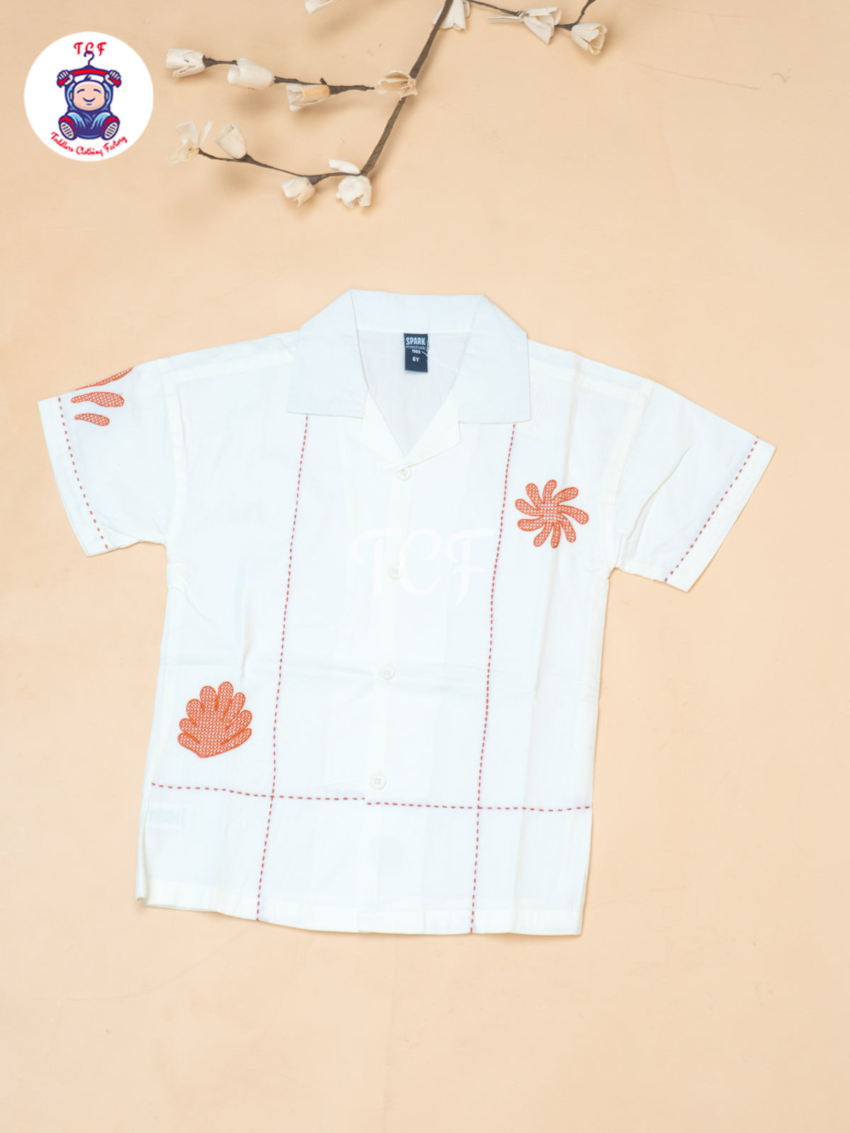 Half White  - Boys Readymade Spread Collor Shirts
