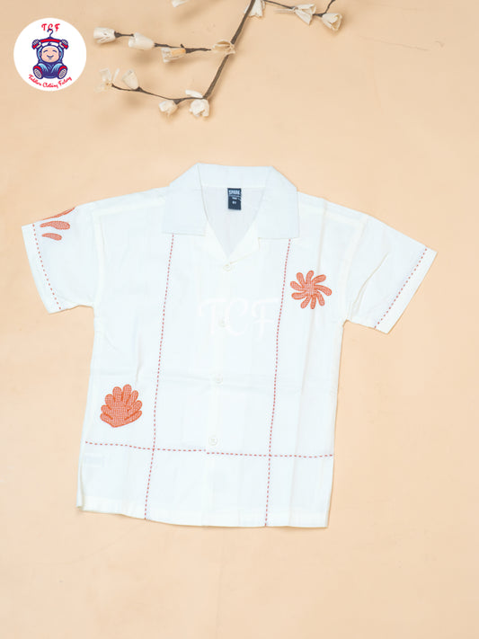 Half White  - Boys Readymade Spread Collor Shirts