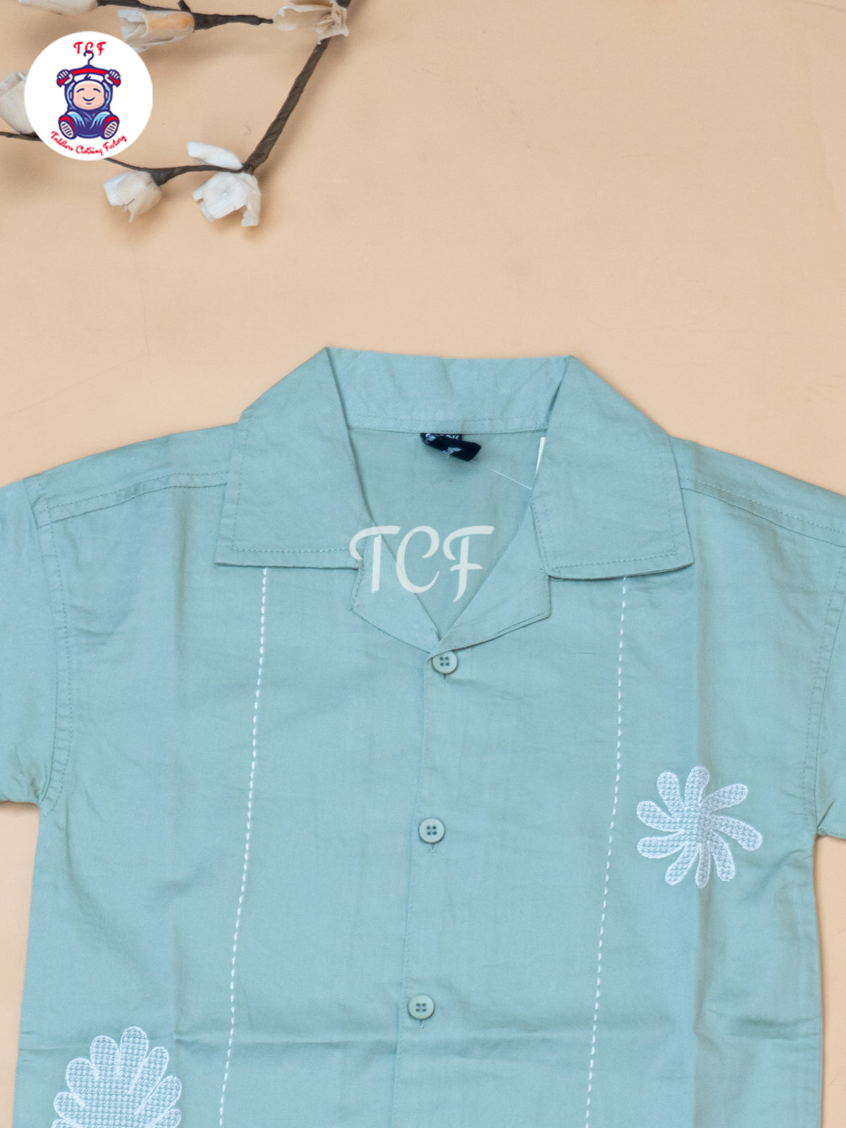 Pista Green  - Boys Readymade Spread Collor Shirts
