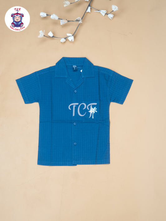 Navy Blue  - Boys Readymade Spread Collor Shirts