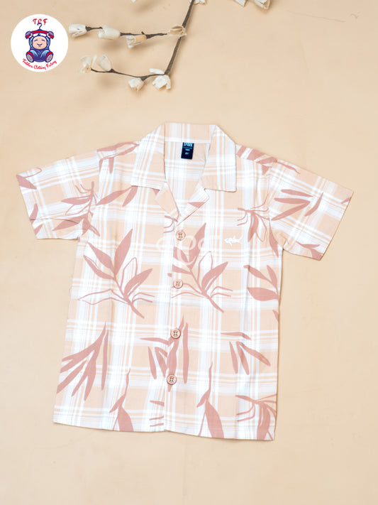 Orange  - Boys Readymade Spread Collor Shirts