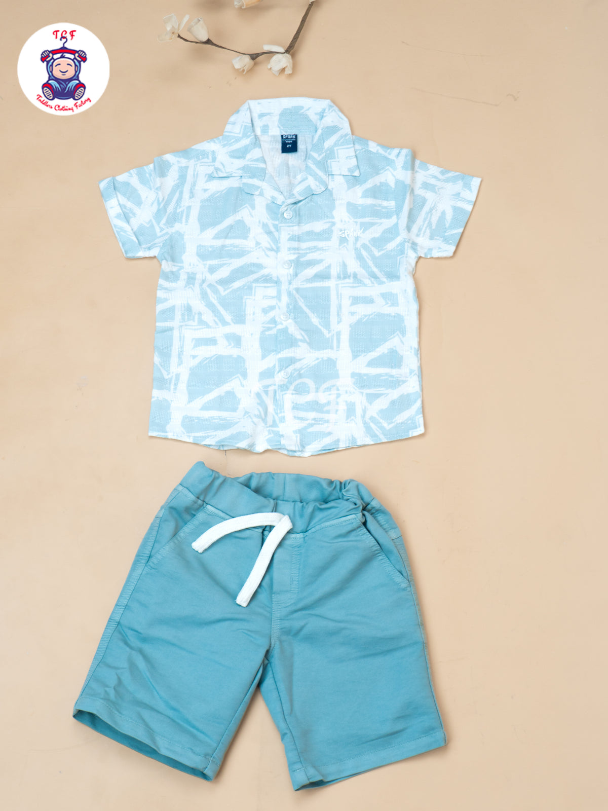 Mint Green - Boys Readymade Spread Collor Shirts & Shorts