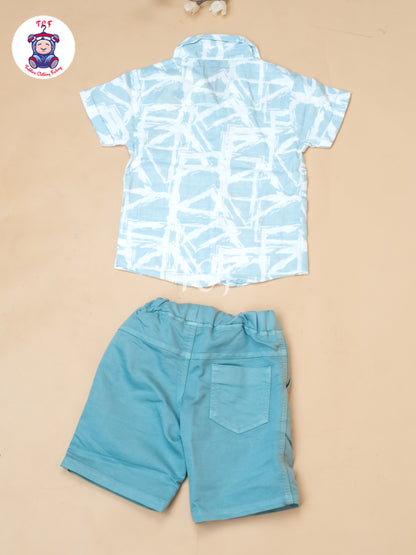Mint Green - Boys Readymade Spread Collor Shirts & Shorts