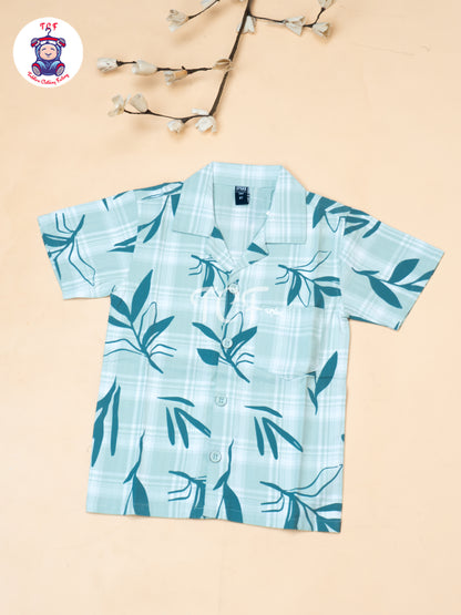 Pista Green  - Boys Readymade Spread Collor Shirts