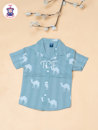 Sea Green - Boys Readymade Spread Collor Shirts & Suspender Sets