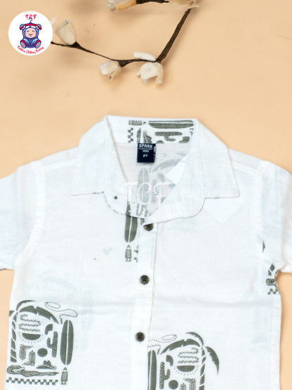 Olive - Boys Readymade Spread Collor Shirts & Shorts