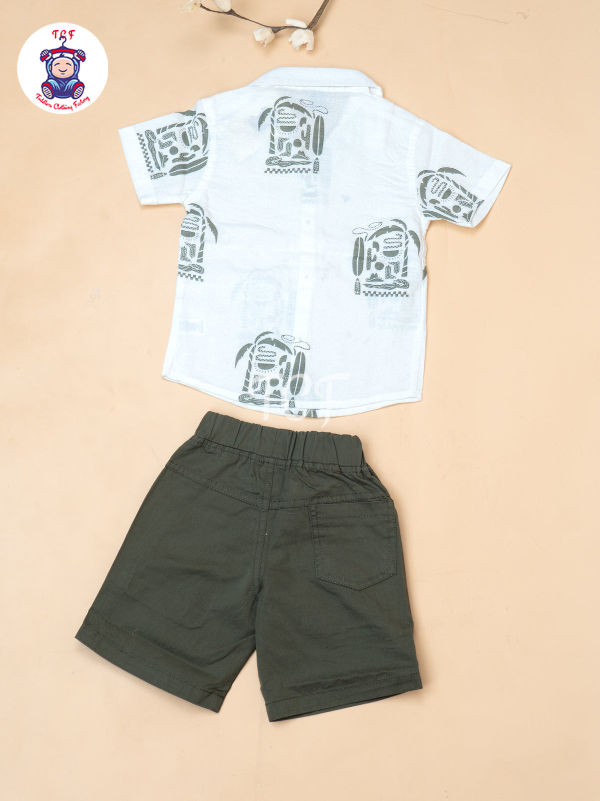 Olive - Boys Readymade Spread Collor Shirts & Shorts