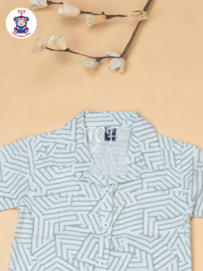 Mint Green - Boys Readymade Spread Collor Shirts & Shorts
