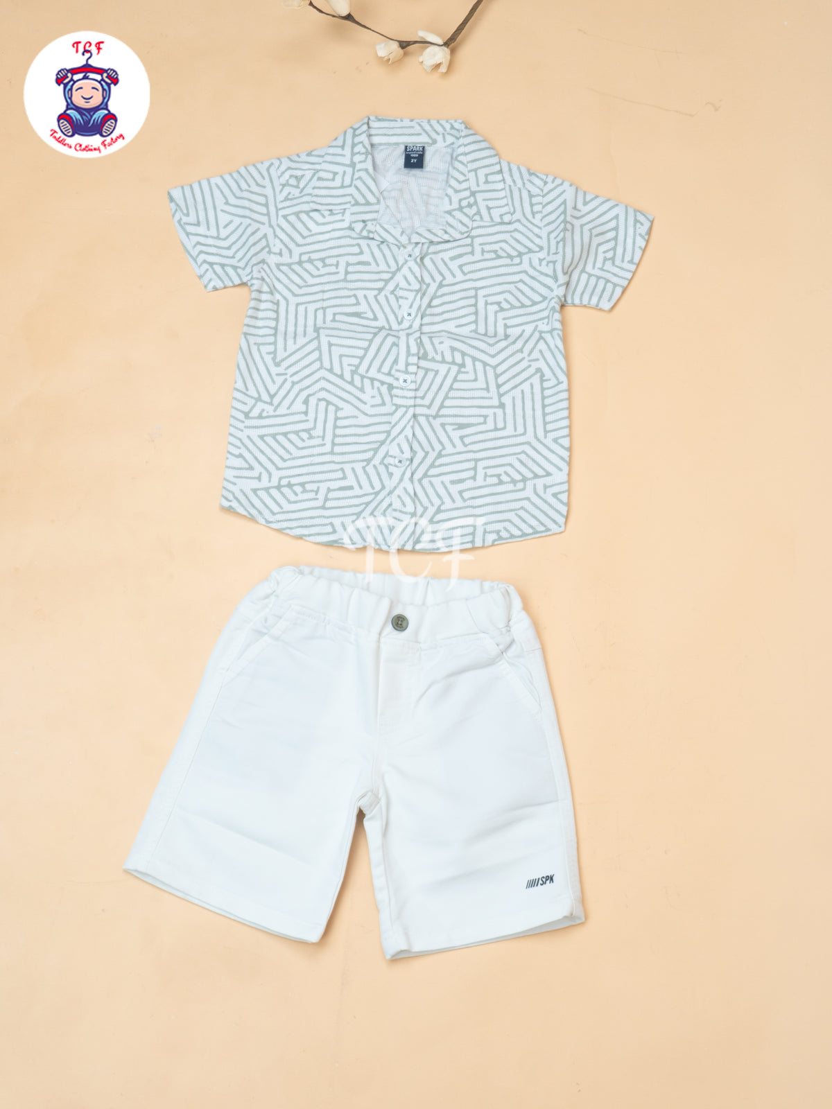 Mint Green - Boys Readymade Spread Collor Shirts & Shorts