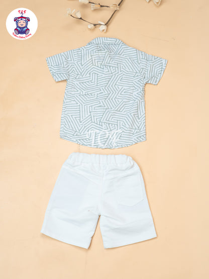 Mint Green - Boys Readymade Spread Collor Shirts & Shorts