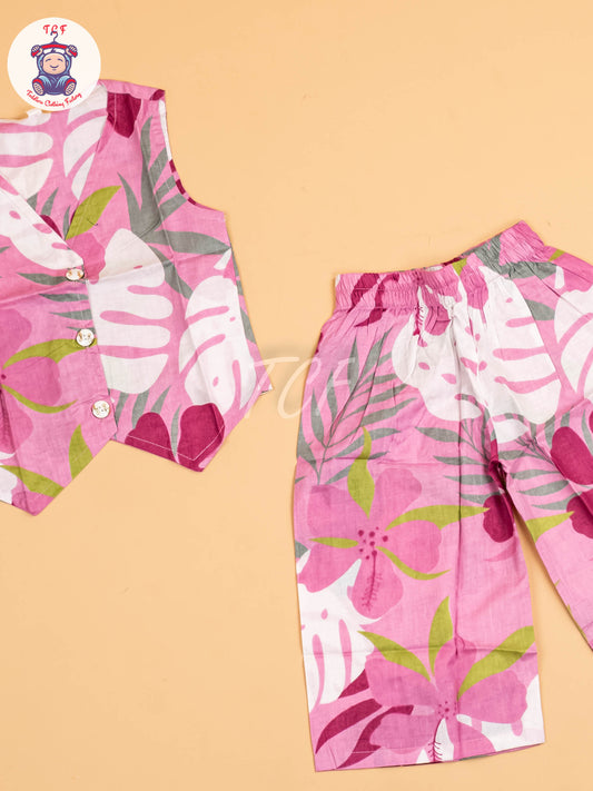 Purple - Girls Floral printed Co-ords Sets