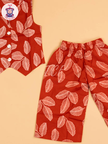 Brown - Girls Ikat printed Co-ords Sets