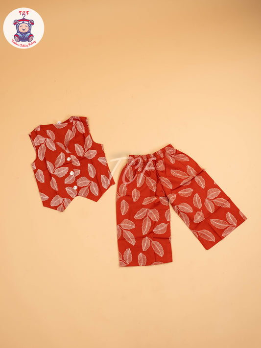 Brown - Girls Ikat printed Co-ords Sets