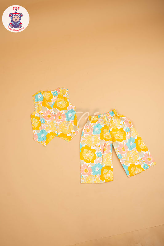 Mustard - Girls Ikat printed Co-ords Sets