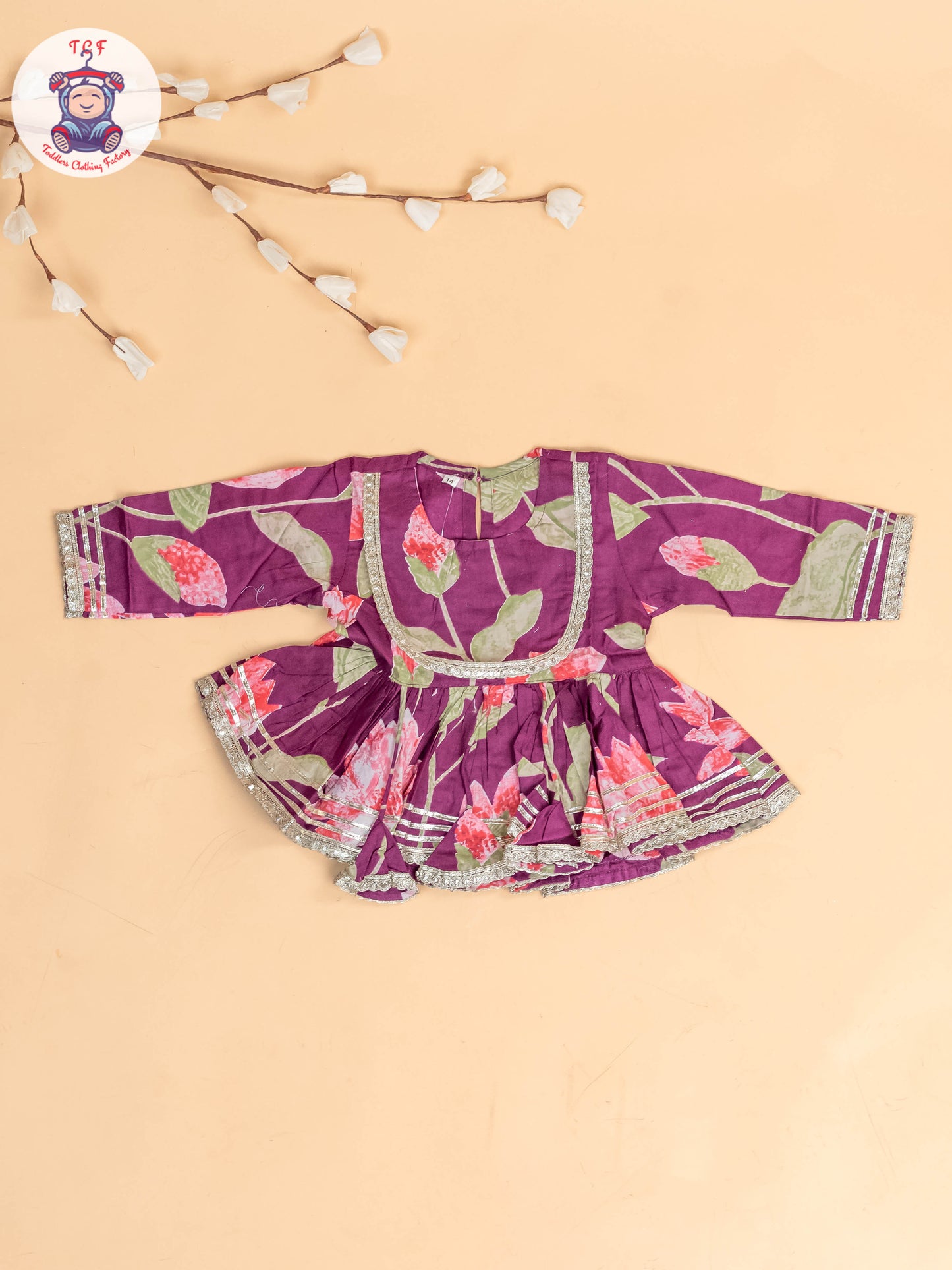 Purple - Girls Floral printed Salwar