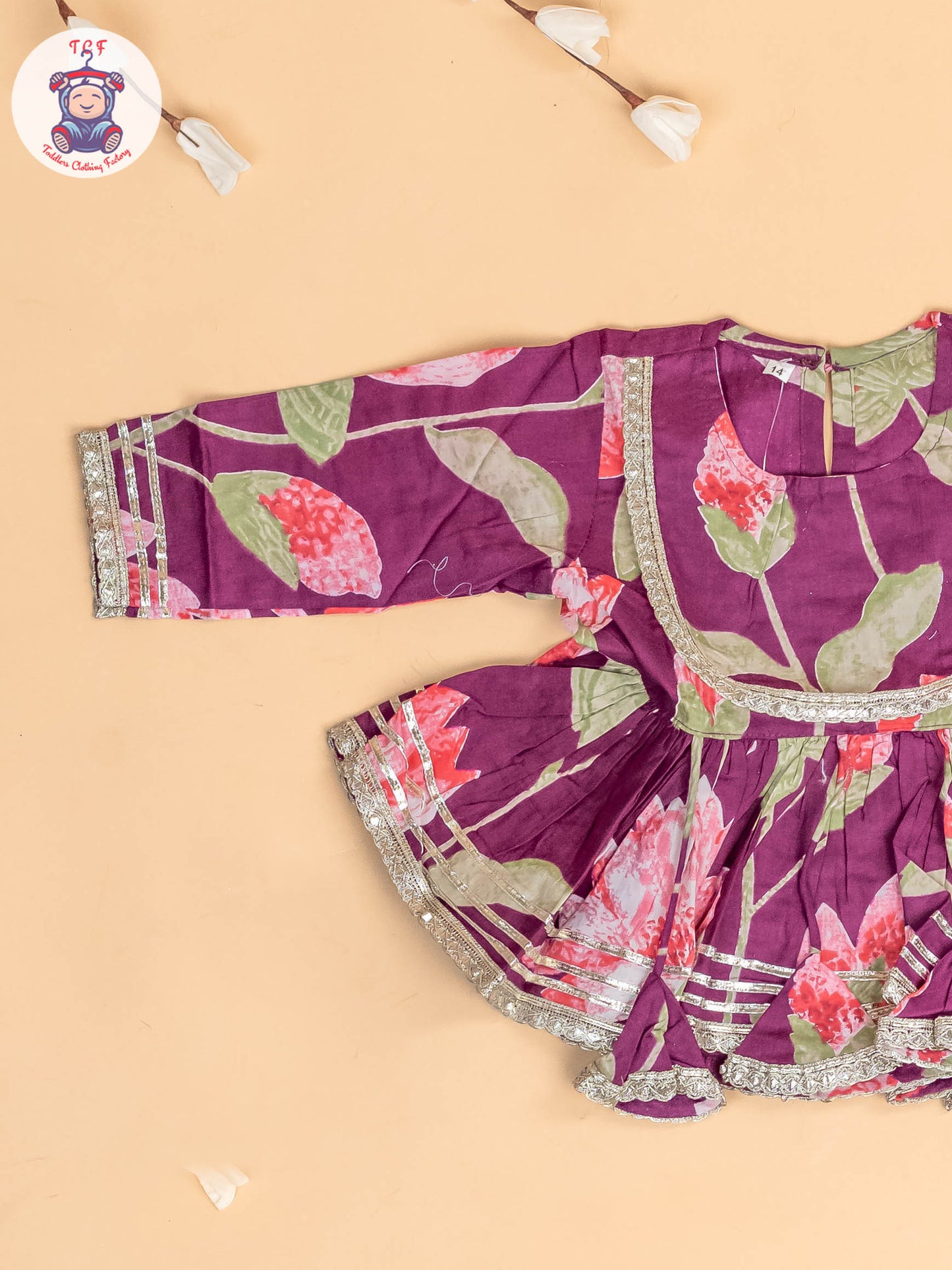 Purple - Girls Floral printed Salwar
