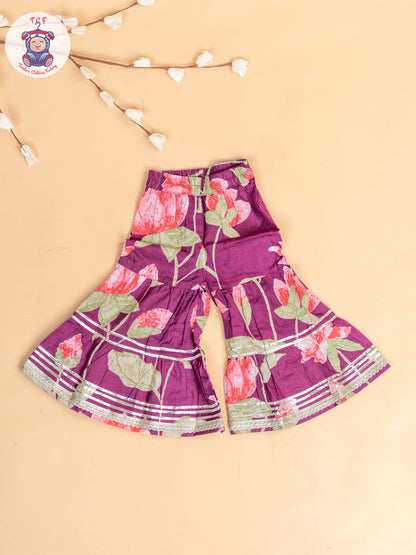 Purple - Girls Floral printed Salwar