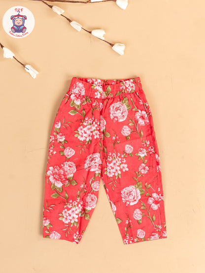 Light Pink - Girls Floral Printed Co-ords Sets