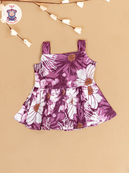 Purple & White - Girls Floral Printed Co-ords Sets
