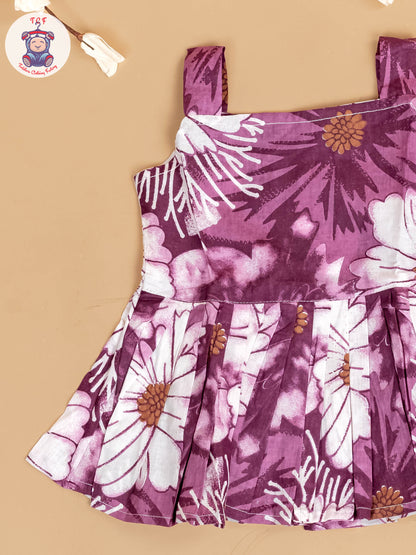 Purple & White - Girls Floral Printed Co-ords Sets