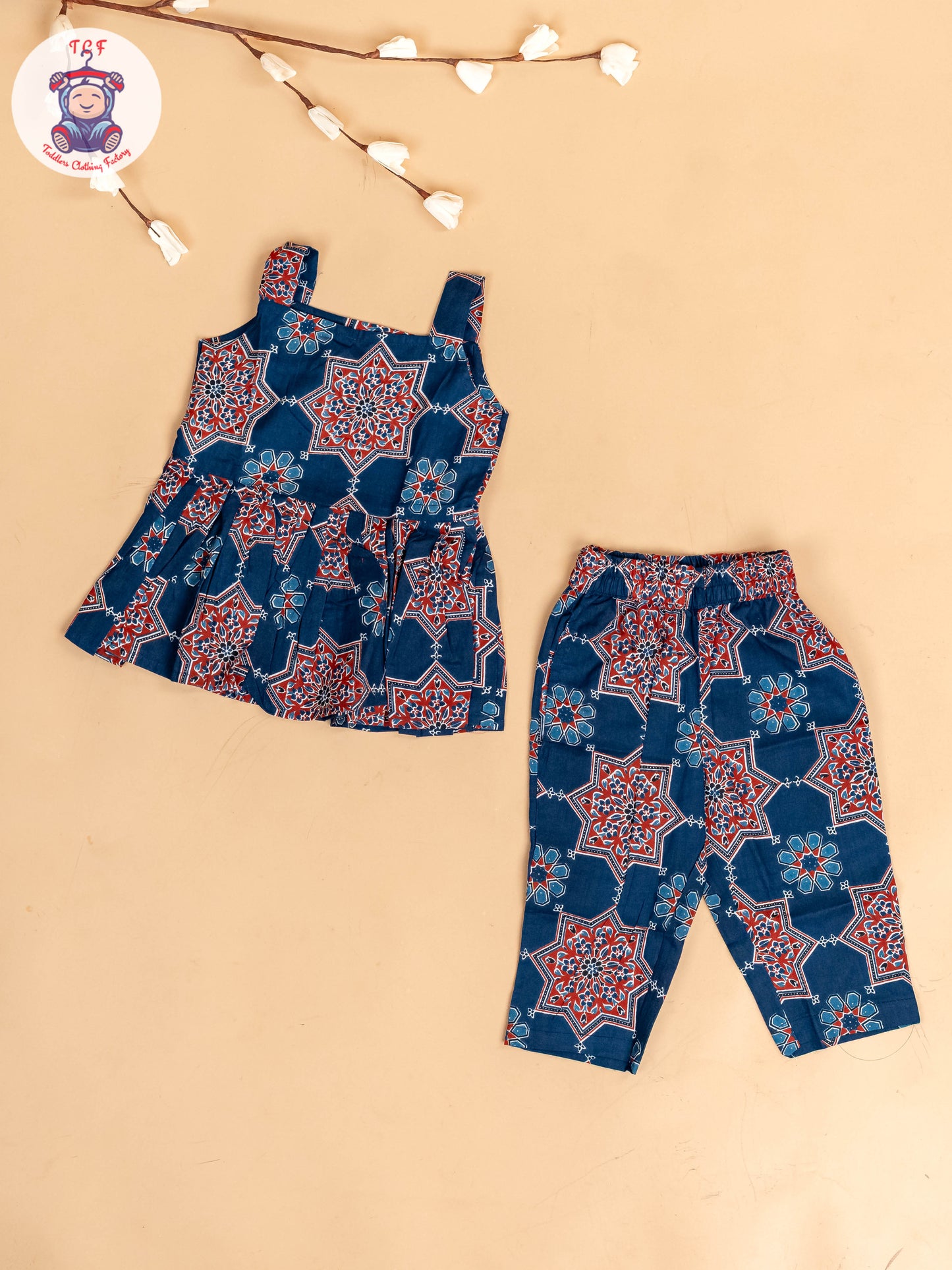 Light Blue - Girls Floral Printed Co-ords Sets