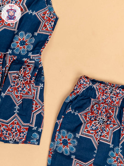 Light Blue - Girls Floral Printed Co-ords Sets