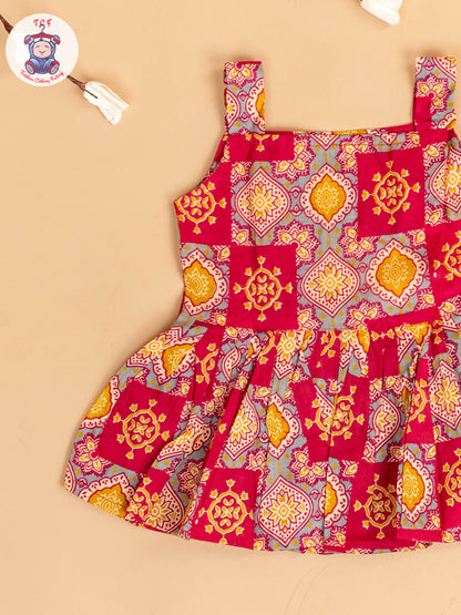 Maroon - Girls Floral Printed Co-ords Sets