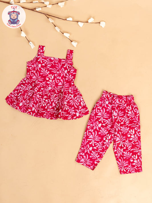 Pink - Girls Floral Printed Co-ords Sets
