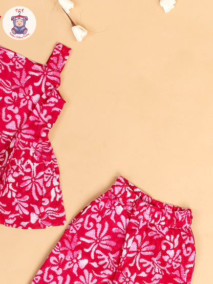 Pink - Girls Floral Printed Co-ords Sets