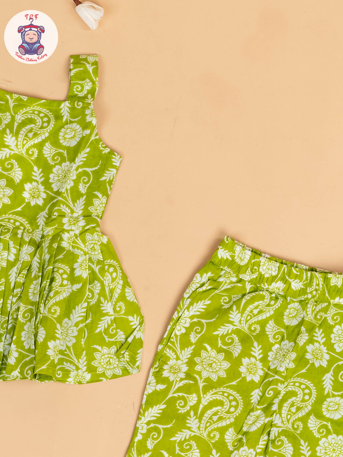 Light Green - Girls Floral Printed Co-ords Sets