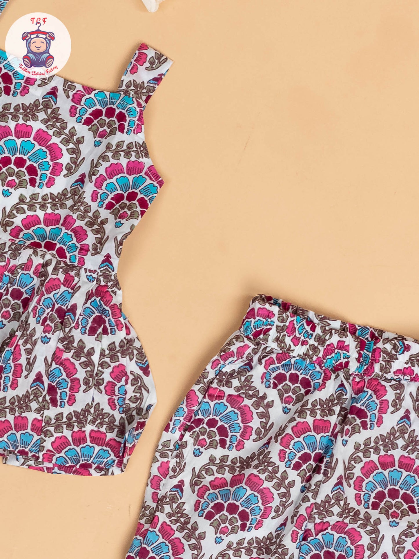 White - Girls Floral Printed Co-ords Sets