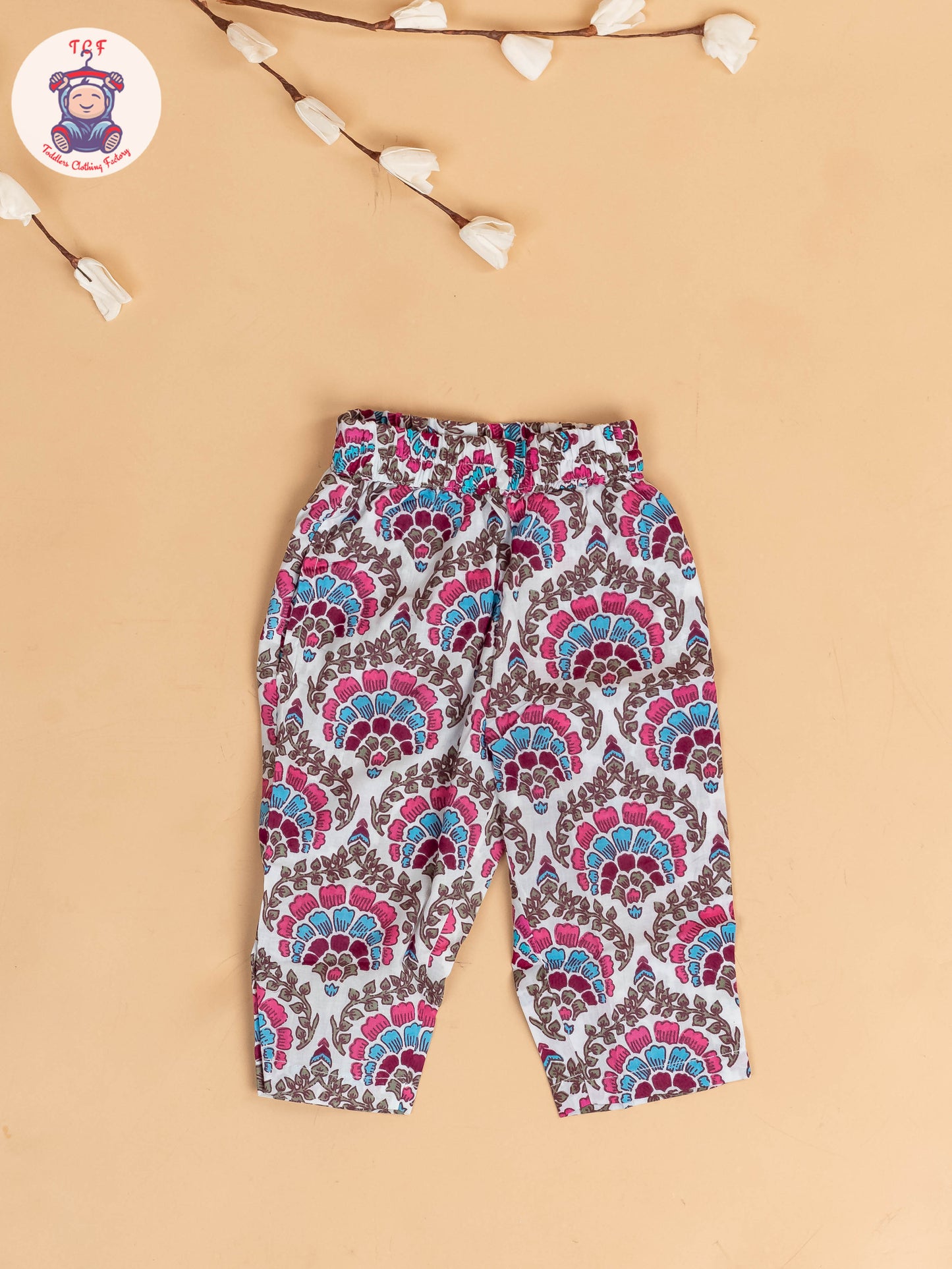 White - Girls Floral Printed Co-ords Sets