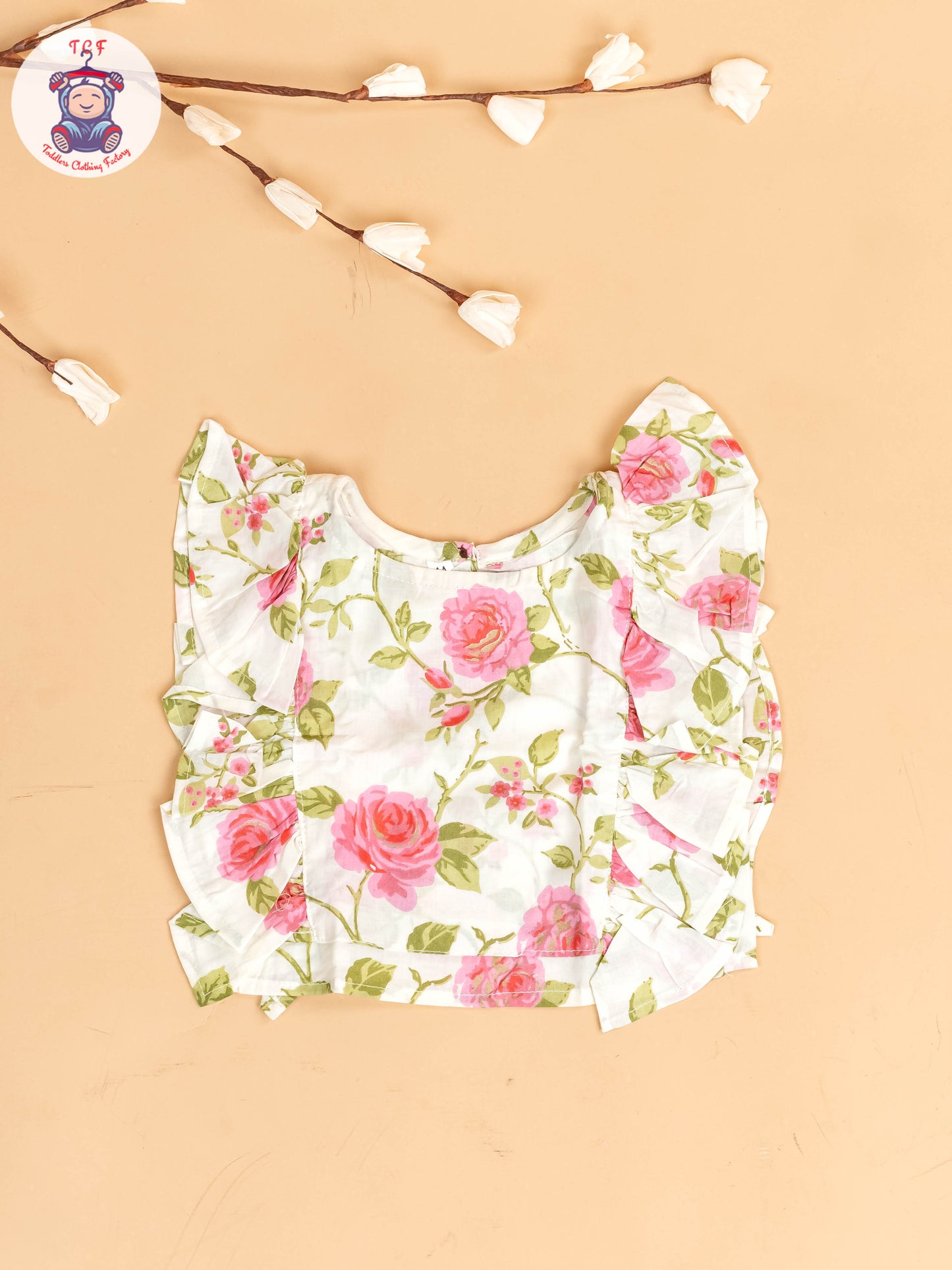 White & Pink - Girls Floral Printed Co-ords Sets