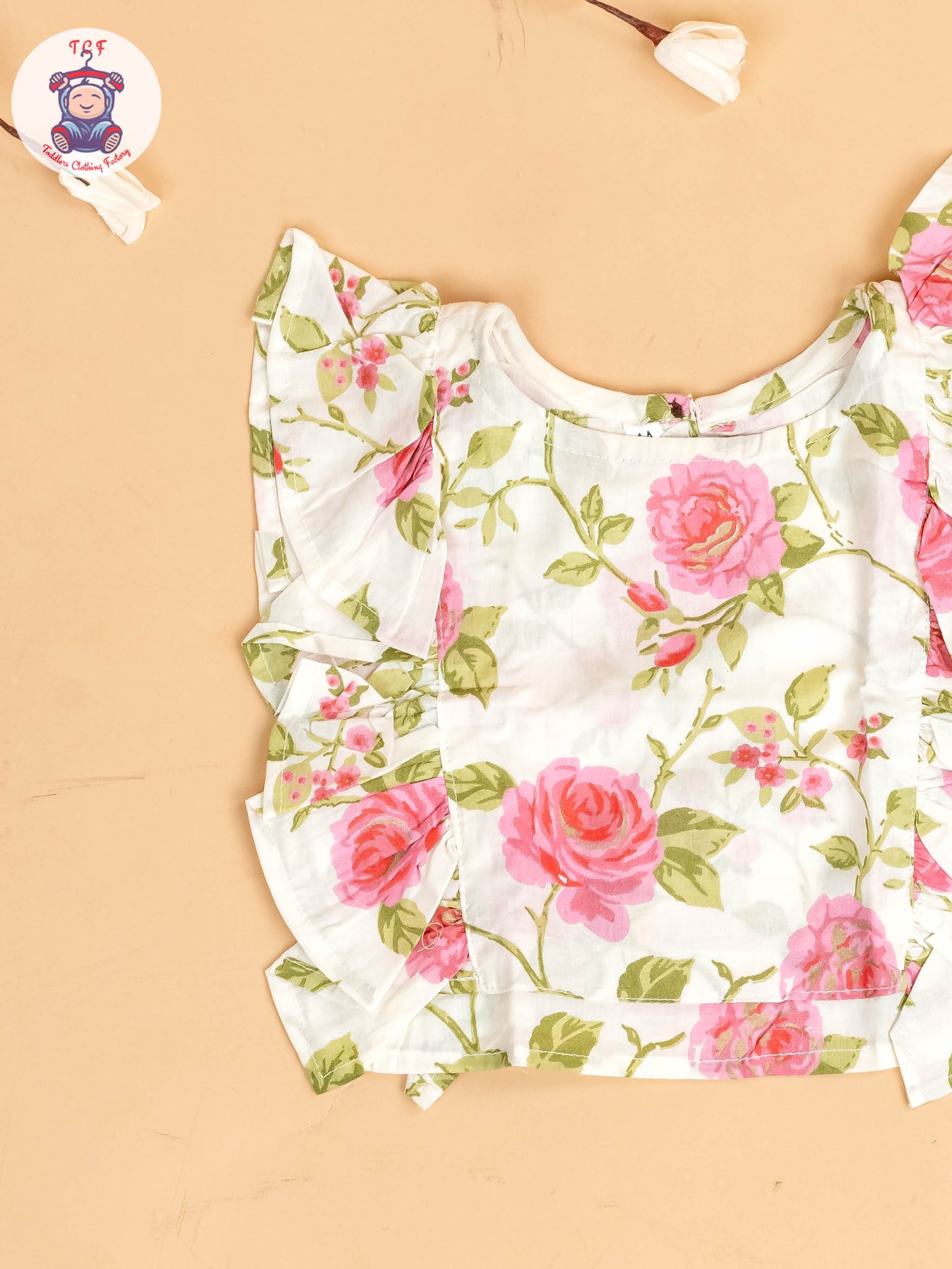 White & Pink - Girls Floral Printed Co-ords Sets