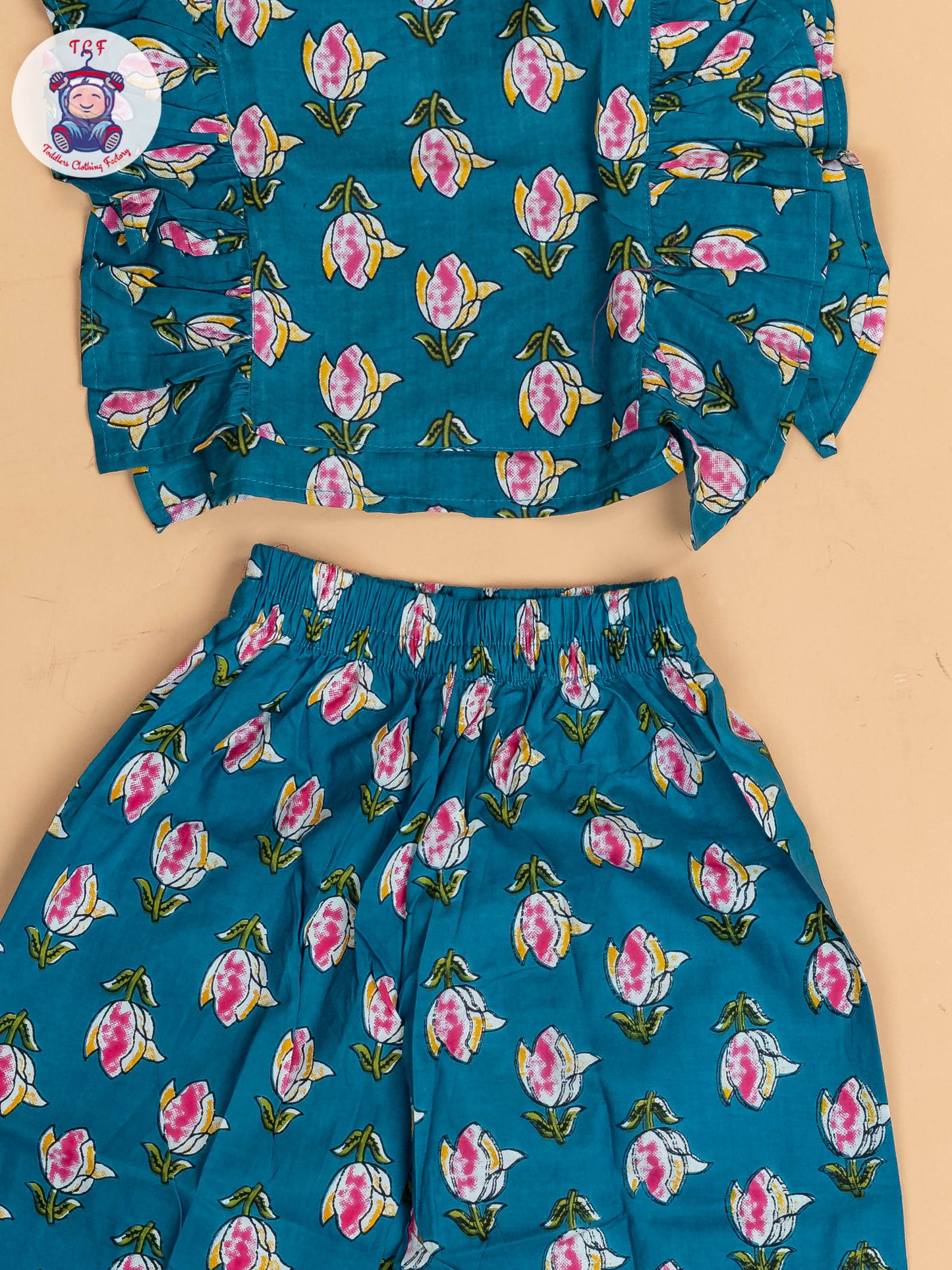 Light Green & Pink - Girls Floral Printed Co-ords Sets