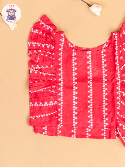 Pink & White - Girls Bandhini Printed Co-ords Sets