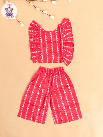 Pink & White - Girls Bandhini Printed Co-ords Sets