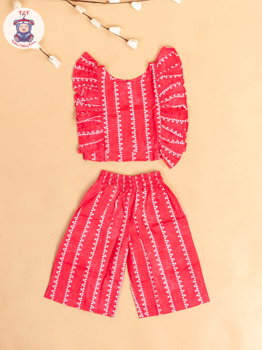 Pink & White - Girls Bandhini Printed Co-ords Sets