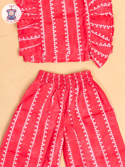 Pink & White - Girls Bandhini Printed Co-ords Sets
