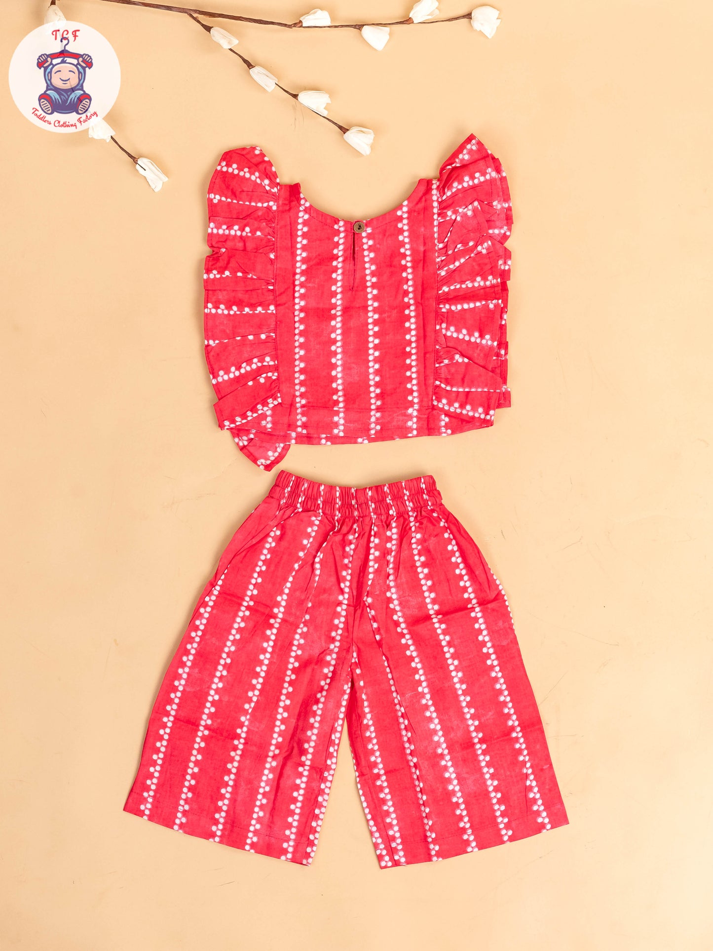 Pink & White - Girls Bandhini Printed Co-ords Sets