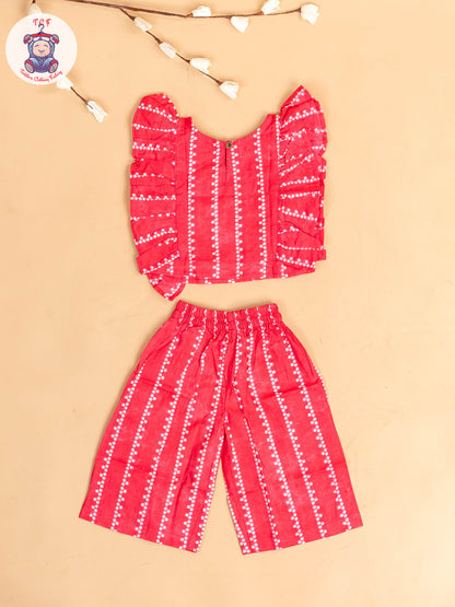 Pink & White - Girls Bandhini Printed Co-ords Sets