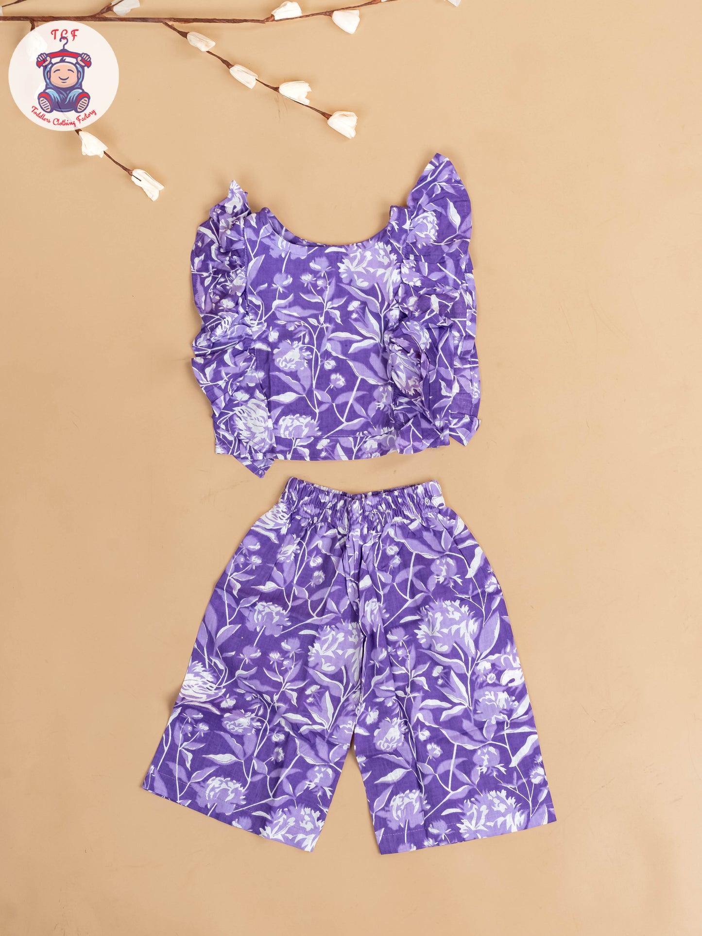 Lavender - Girls Bandhini Printed Co-ords Sets