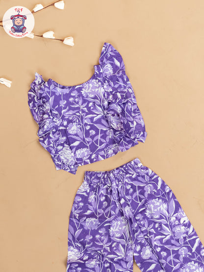 Lavender - Girls Bandhini Printed Co-ords Sets