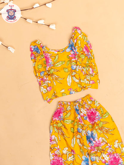 Mustard - Girls Bandhini Printed Co-ords Sets