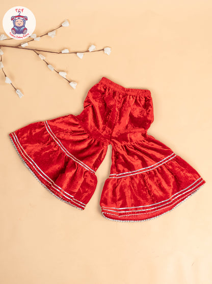 Maroon - Girls Velvet Readymade Salwar