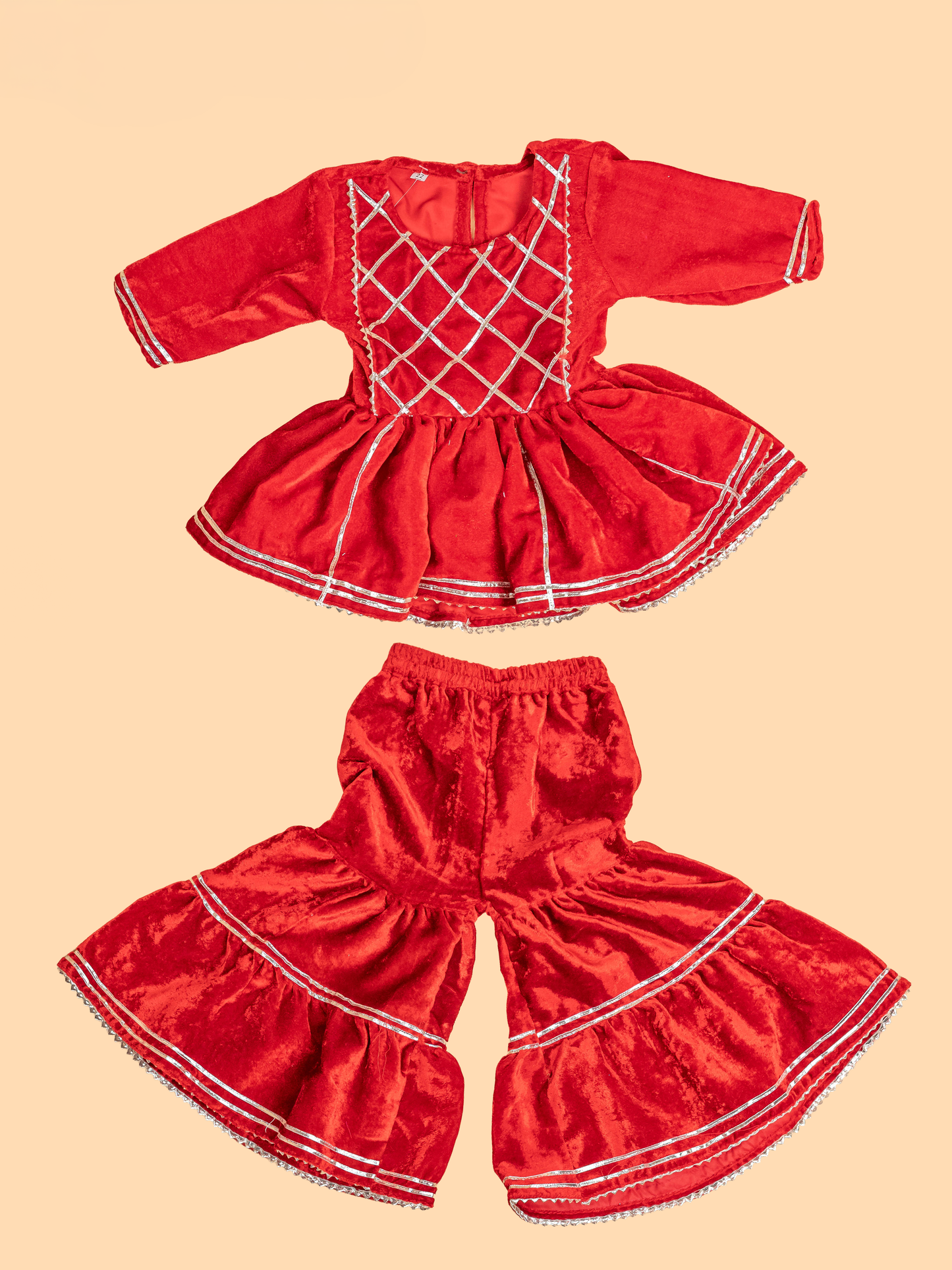 Maroon - Girls Velvet Readymade Salwar