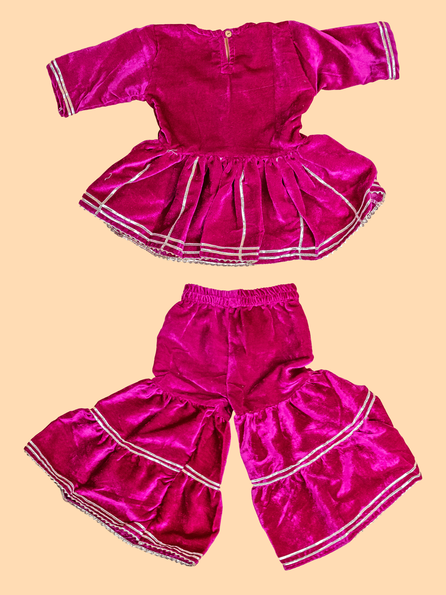 Purple - Girls Velvet Readymade Salwar