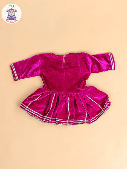 Purple - Girls Velvet Readymade Salwar
