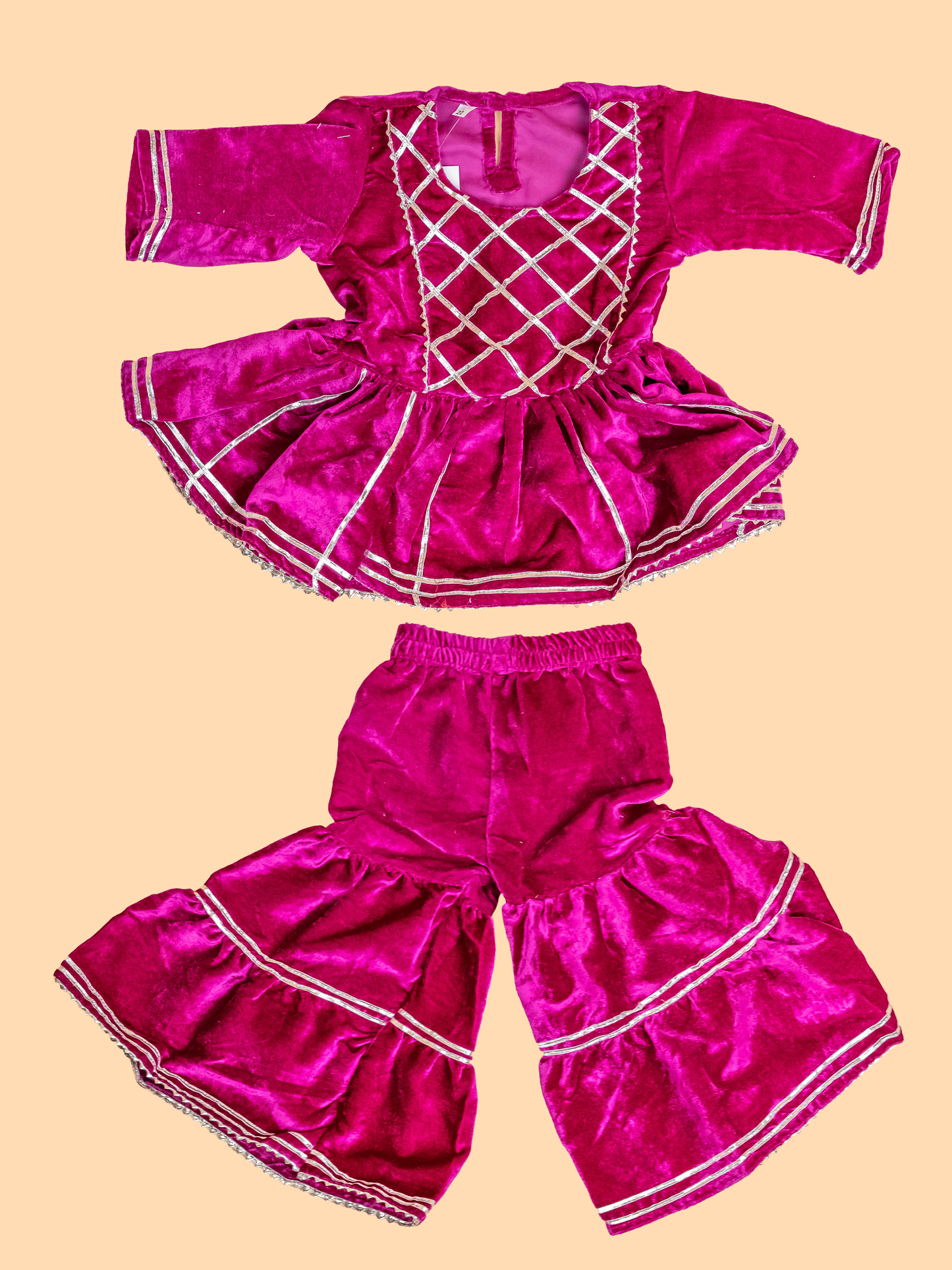 Purple - Girls Velvet Readymade Salwar