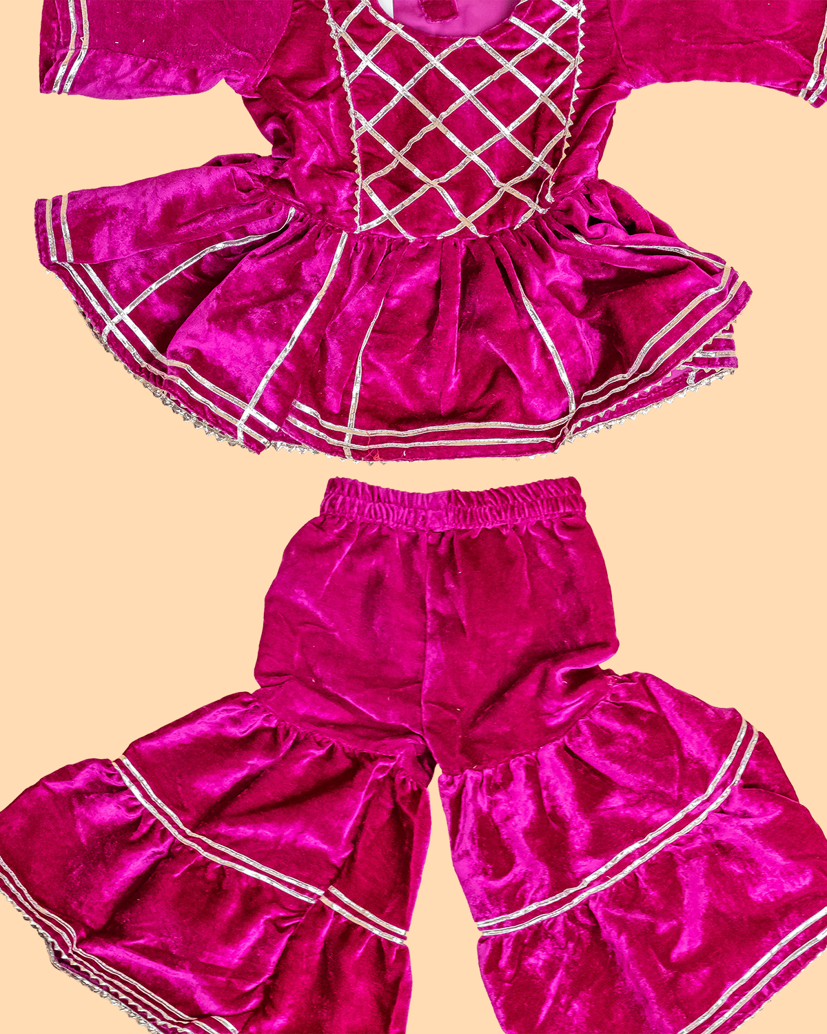 Purple - Girls Velvet Readymade Salwar